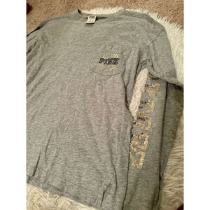 Pink Victoria Secret Gold & Black Sequin Shimmer Long Sleeve w Front Pocket XS